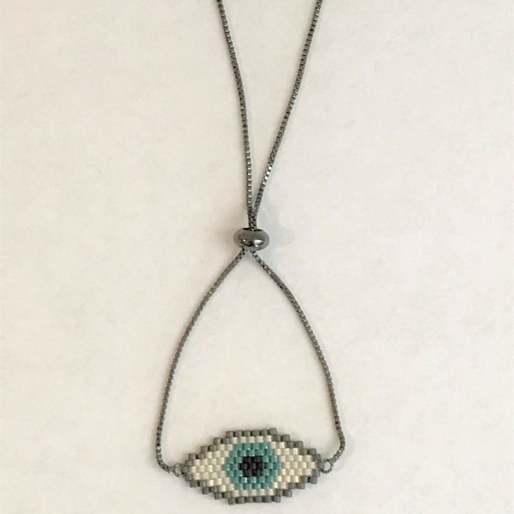 Black Evil Eye Adjustable Bracelet
